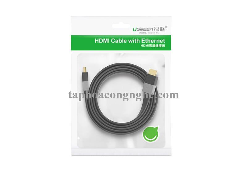 Ugreen 30112 5M màu Đen Cáp tín hiệu HDMI vỏ nhựa PVC cao cấp cáp dẹt HD120 30030112